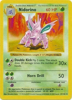 Nidorino 37/102  - Unlimited Base Set Shadowless - Uncommon