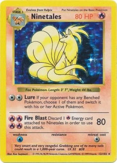 Ninetales 12/102  - Unlimited Holofoil Base Set Shadowless - Holo Rare