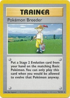 Pokemon Breeder 76/102  - Unlimited Base Set Shadowless - Rare