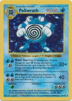Poliwrath 13/102  - Unlimited Holofoil Base Set Shadowless - Holo Rare