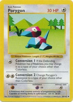 Porygon 39/102  - Unlimited Base Set Shadowless - Uncommon