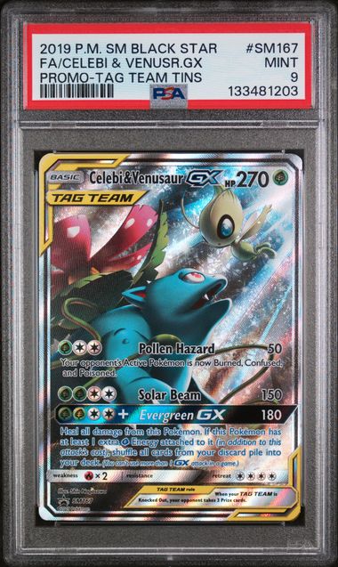 PSA 9 Celebi & Venusaur GX #SM167-Tag Team