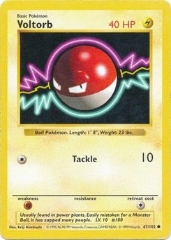 Voltorb 67/102  - Unlimited Base Set Shadowless - Common