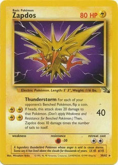 Zapdos 30/62  - Unlimited Fossil - Rare