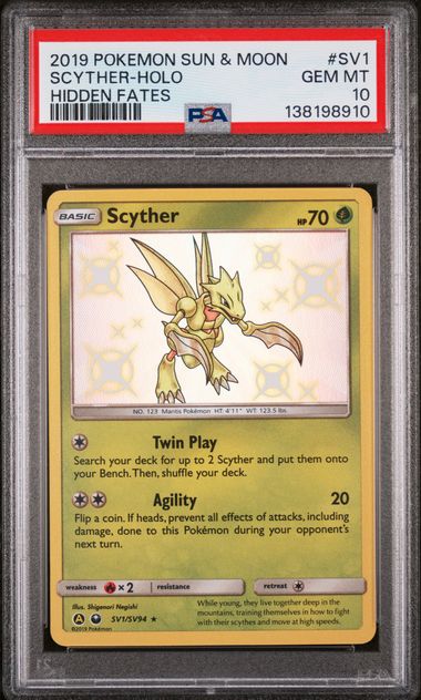 PSA 10 Scyther SV1/SV94 - SM Hidden Fates (8910)