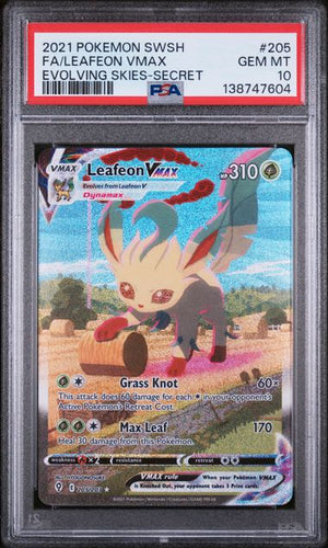 PSA 10 Leafeon VMAX 205 - Evolving Skies (7604)