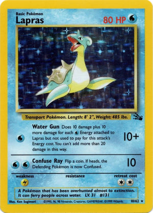 Lapras 10/62  - Unlimited Holofoil Fossil - Holo Rare