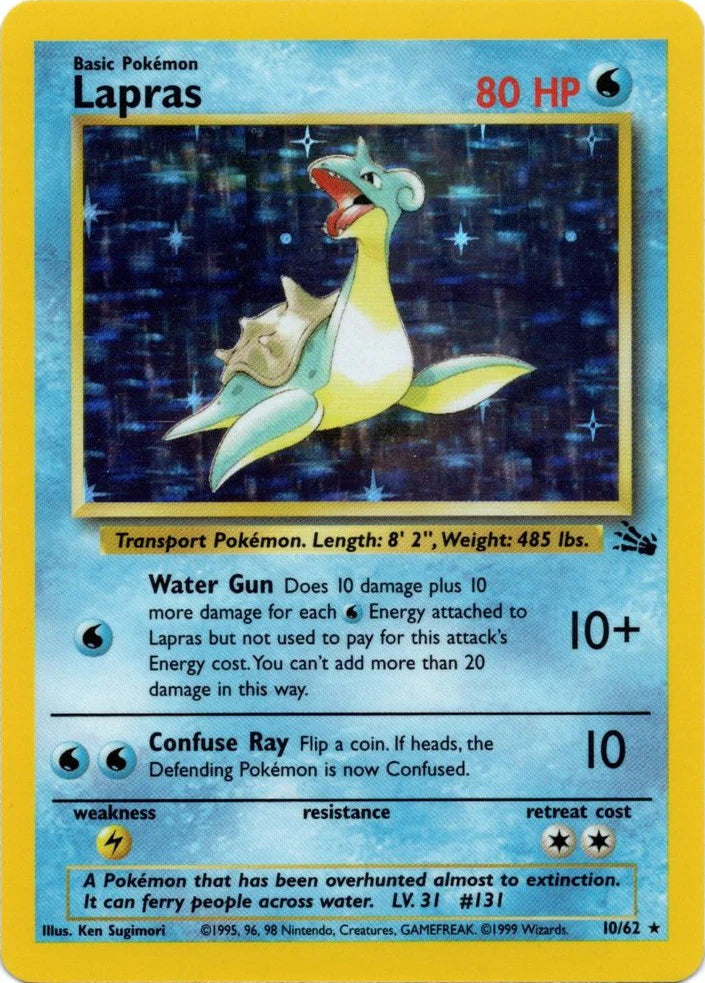 Lapras 10/62  - Unlimited Holofoil Fossil - Holo Rare