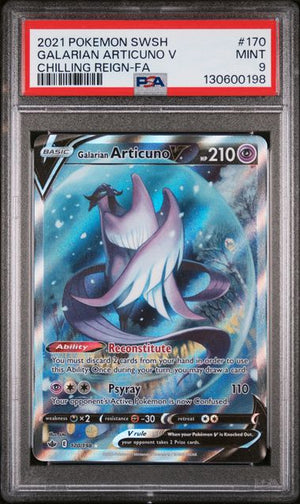 PSA 9 Galarian Articuno V #170-Chilling Reign (0198)