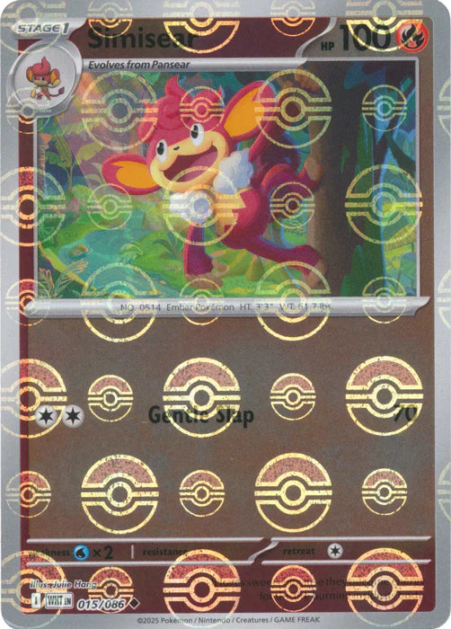Simisear (Poke Ball Pattern) 015/086  - Holofoil SV White Flare - Uncommon