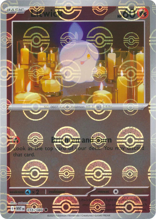 Litwick (Poke Ball Pattern) 016/086  - Holofoil SV White Flare - Common