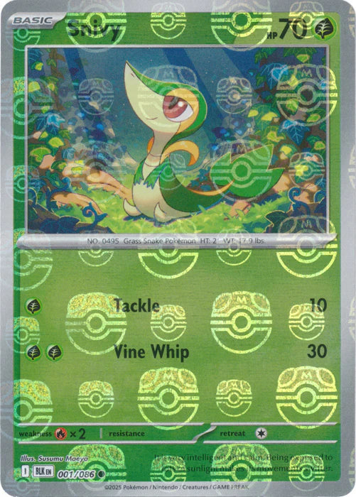 Snivy (Master Ball Pattern) 001/086  - Holofoil SV Black Bolt - Common