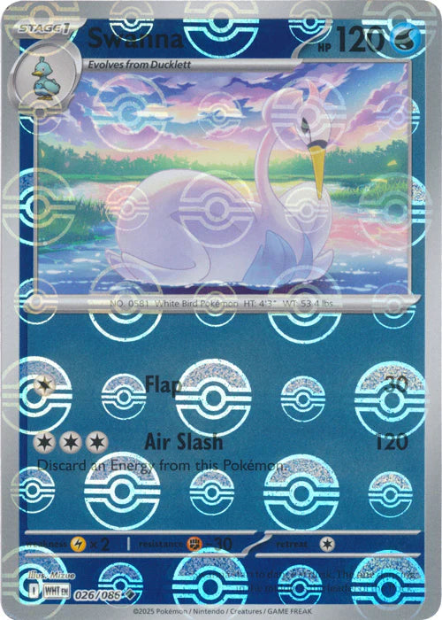 Swanna (Poke Ball Pattern) 026/086  - Holofoil SV White Flare - Uncommon