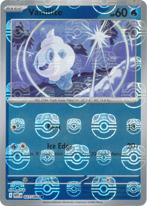 Vanillite (Master Ball Pattern) 027/086  - Holofoil SV White Flare - Common