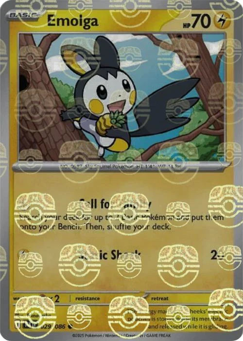 Emolga (Master Ball Pattern) 029/086  - Holofoil SV Black Bolt - Common