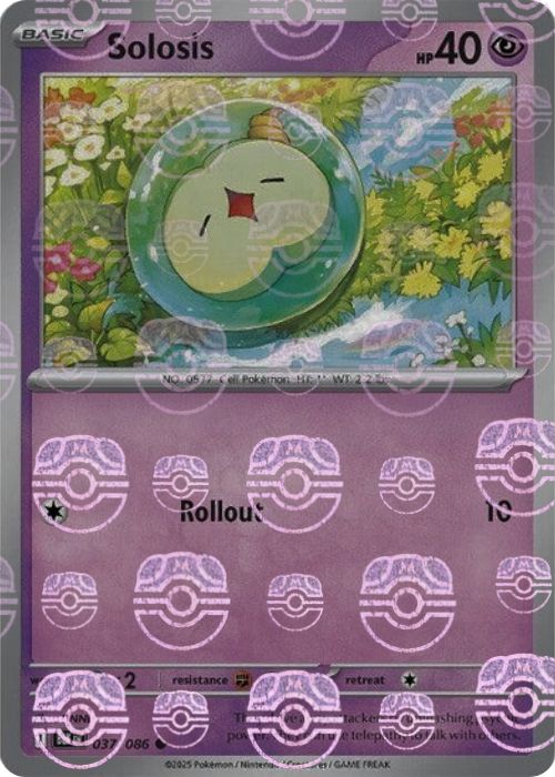 Solosis (Master Ball Pattern) 037/086  - Holofoil SV Black Bolt - Common