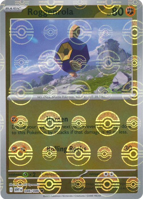 Roggenrola (Poke Ball Pattern) 046/086  - Holofoil SV White Flare - Common