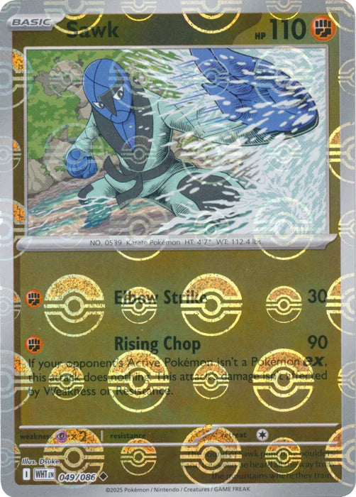 Sawk (Poke Ball Pattern) 049/086  - Holofoil SV White Flare - Uncommon