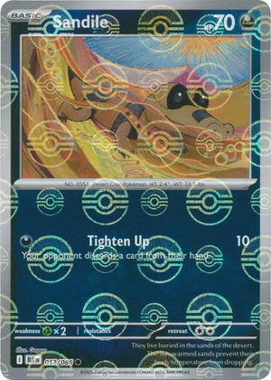 Sandile (Poke Ball Pattern) 057/086  - Holofoil SV Black Bolt - Common