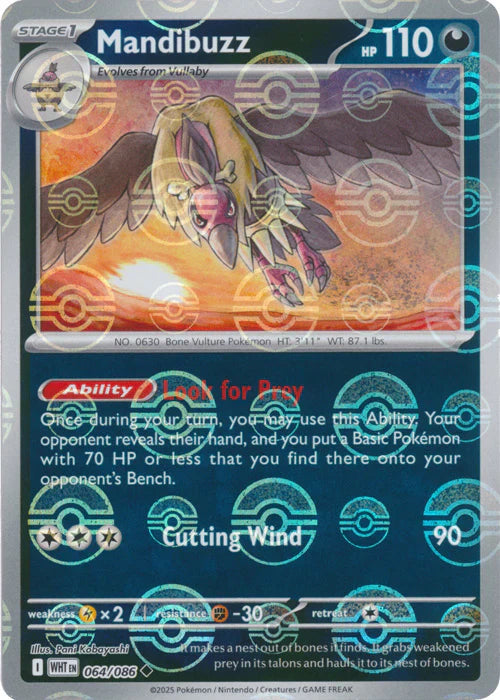 Mandibuzz (Poke Ball Pattern) 064/086  - Holofoil SV White Flare - Uncommon