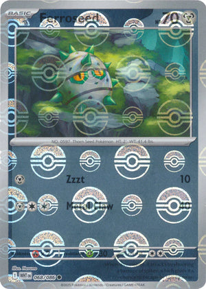 Ferroseed (Poke Ball Pattern) 068/086  - Holofoil SV White Flare - Common