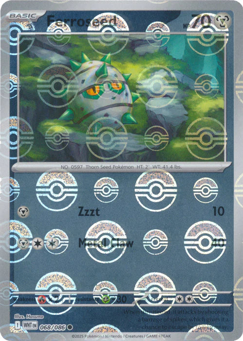 Ferroseed (Poke Ball Pattern) 068/086  - Holofoil SV White Flare - Common