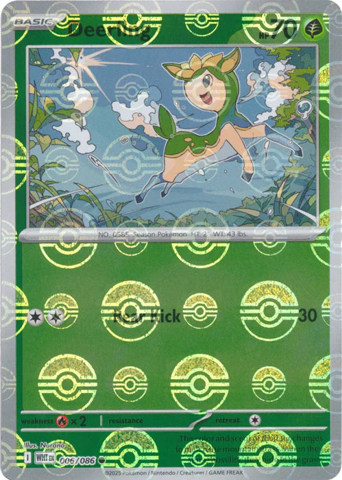 Deerling (Poke Ball Pattern) 006/086  - Holofoil SV White Flare - Common