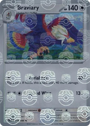 Braviary (Master Ball Pattern) 078/086  - Holofoil SV Black Bolt - Uncommon