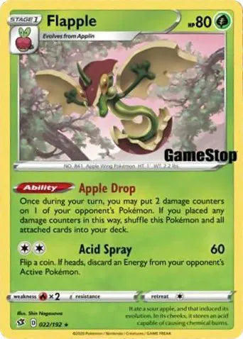 SEALED Flapple (Gamestop Exclusive) 022/192  - Holofoil Miscellaneous Cards & Products - Promo