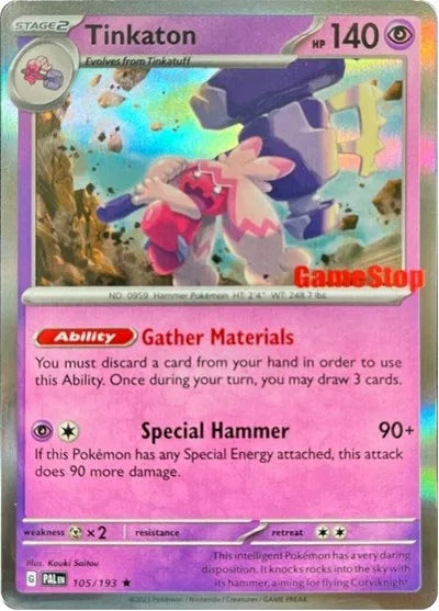 SEALED Tinkaton (GameStop Exclusive) 105/193 - Holofoil Miscellaneous Cards & Products - Promo