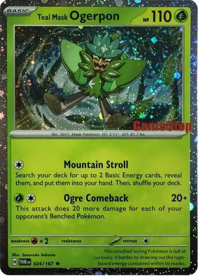 SEALED  Teal Mask Ogerpon (Cosmos Holo) (Gamestop Exclusive) 024 - Holofoil Miscellaneous Cards & Products - Rare