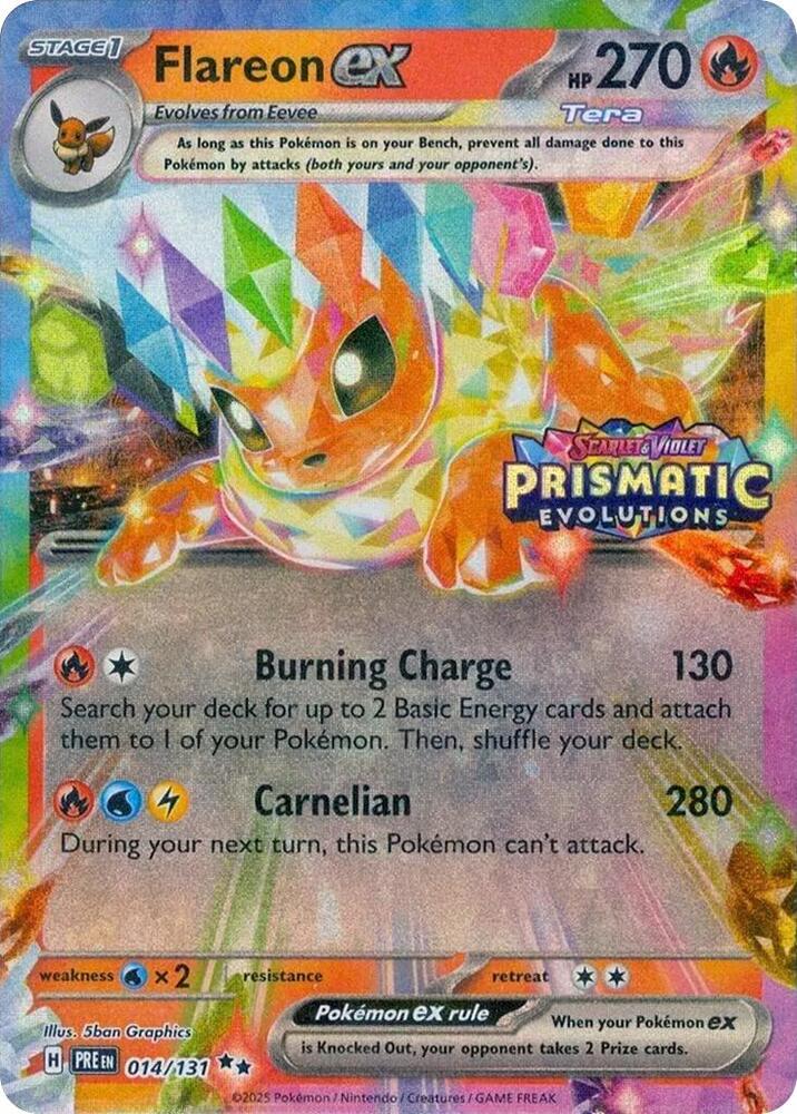 SEALED Flareon ex (Prismatic Evolutions Stamp) 014/131  - Holofoil Miscellaneous Cards & Products - Promo