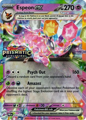 SEALED Espeon ex (Prismatic Evolutions Stamp) 034/131  - Holofoil Miscellaneous Cards & Products - Promo