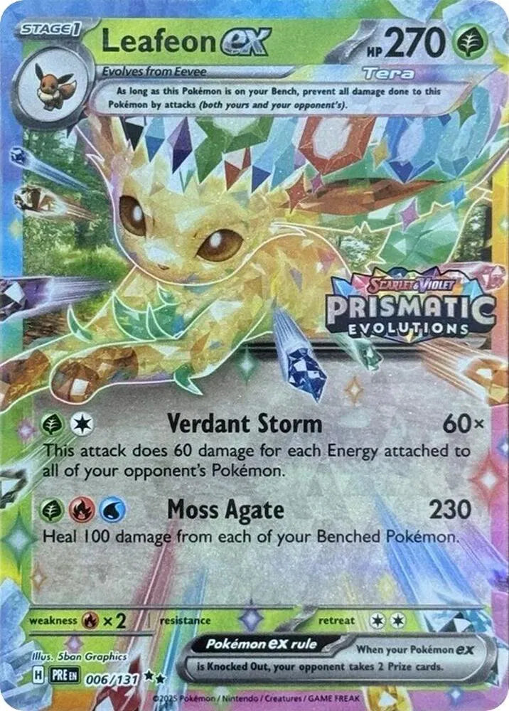 SEALED Leafeon ex (Prismatic Evolutions Stamp) 006/131  - Holofoil Miscellaneous Cards & Products - Promo