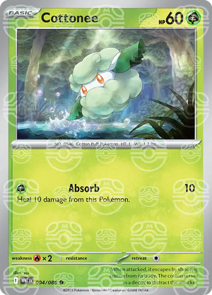 Cottonee (Master Ball Pattern) 004/086  - Holofoil SV White Flare - Common