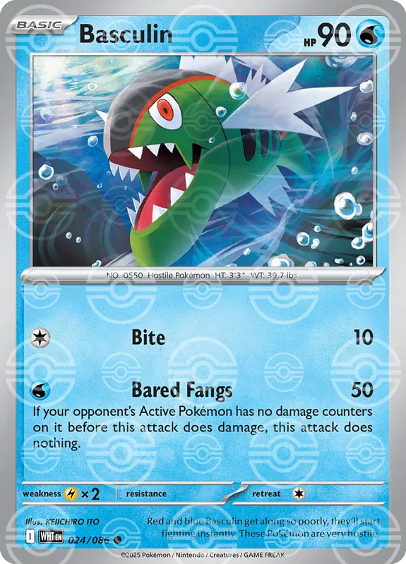 Basculin (Poke Ball Pattern) 024/086  - Holofoil SV White Flare - Common