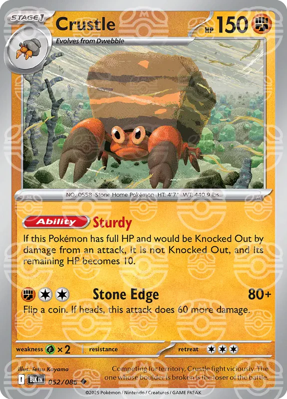 Crustle (Master Ball Pattern) 052/086  - Holofoil SV Black Bolt - Uncommon