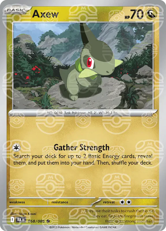 Axew (Master Ball Pattern) 068/086  - Holofoil SV Black Bolt - Common