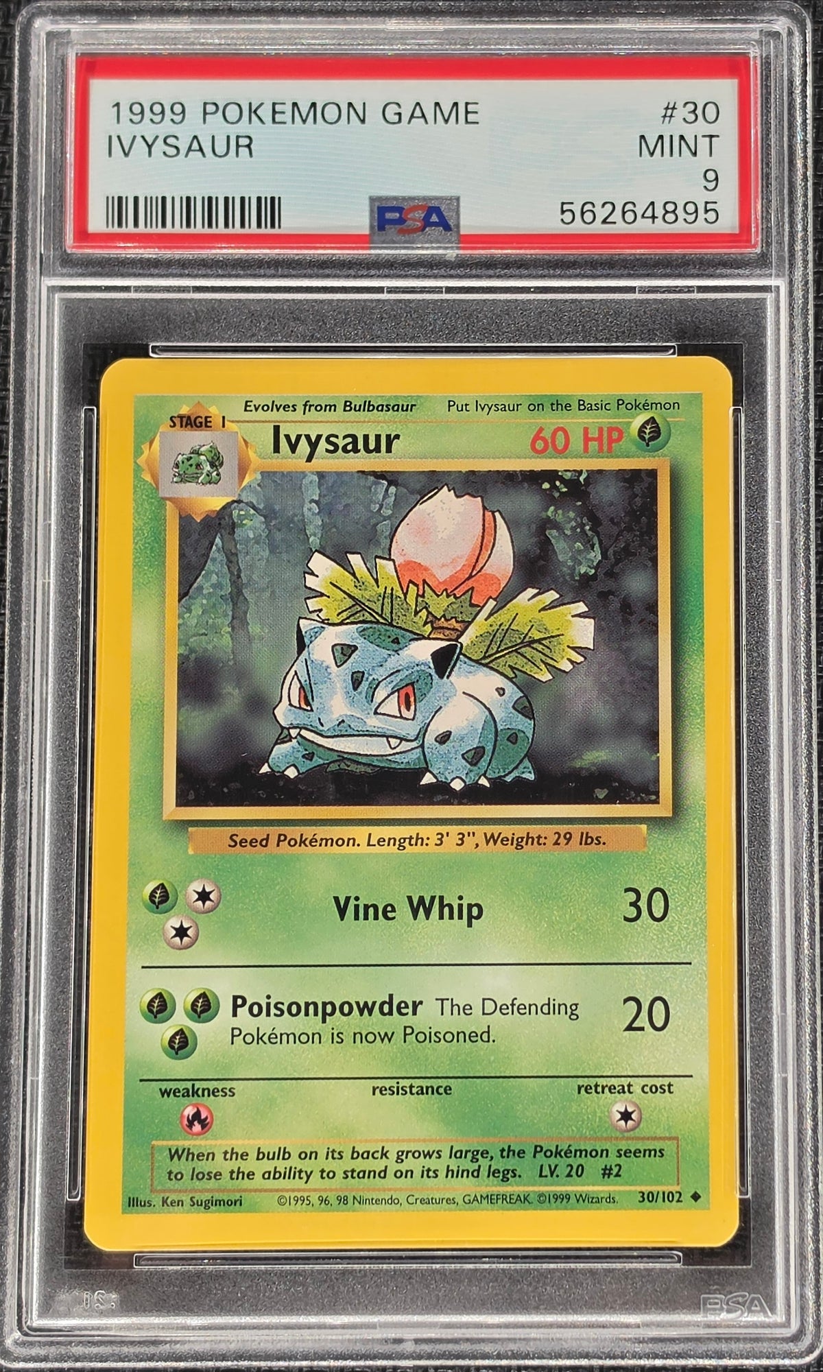 PSA 9 Ivysaur 30/102 - WOTC Base Set (4895)