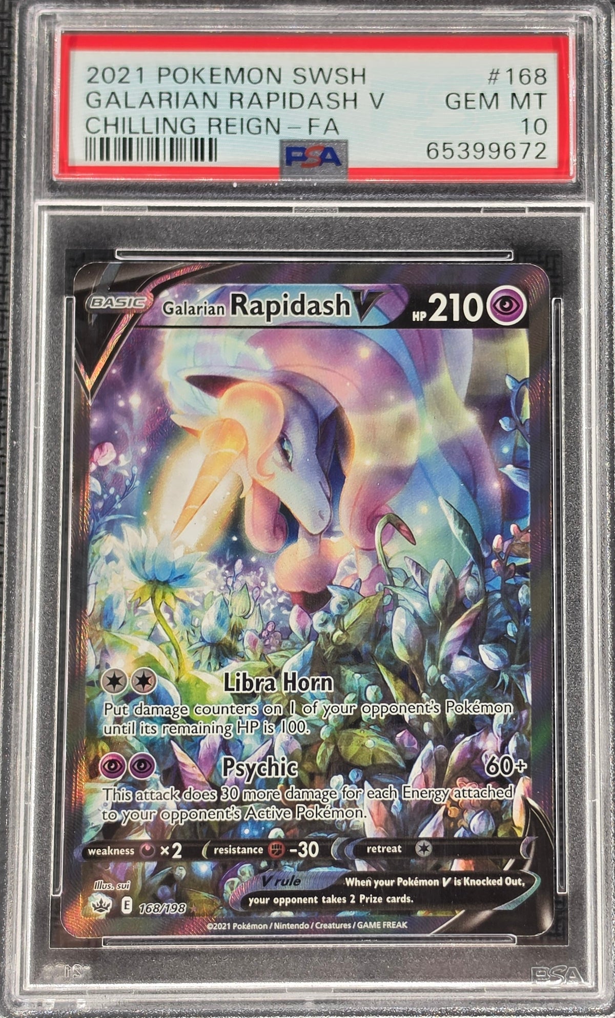 PSA 10 Galarian Rapidash V 168/198 - SWSH Chilling Reign (9682)