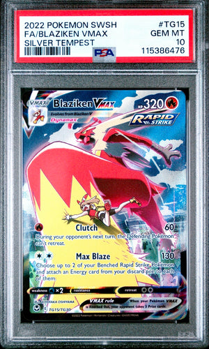 PSA 10 Blaziken VMAX TG15/TG30 - SWSH Silver Tempest (6476)