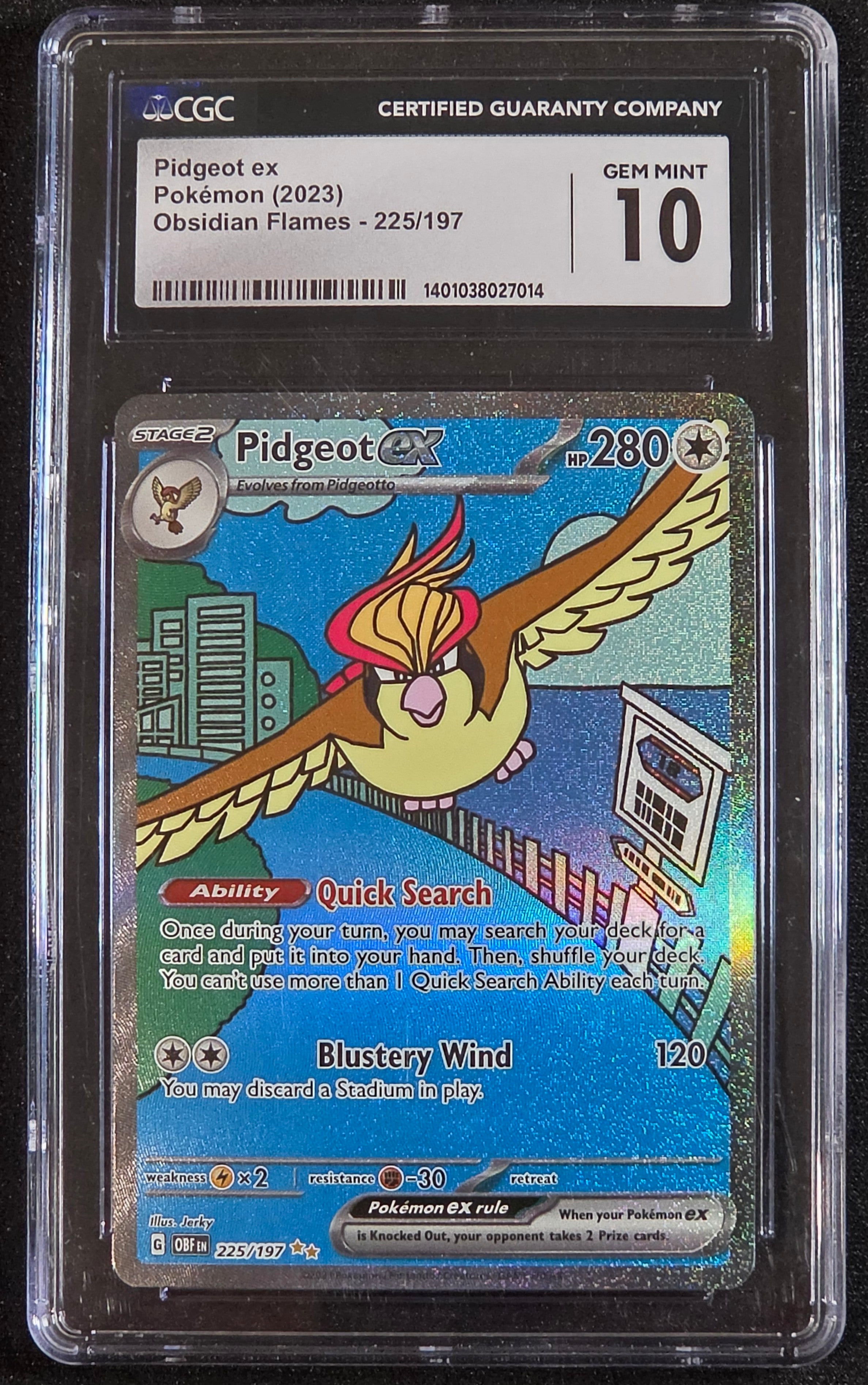CGC 10 Pidgeot EX #225-Obsidian Flames (7014)