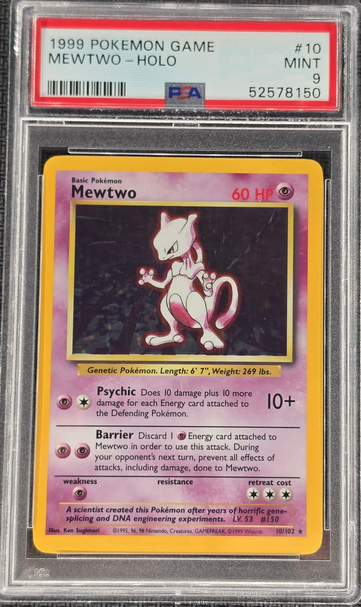 PSA 9 Mewtwo 10/102 - WOTC Base Set (8150)