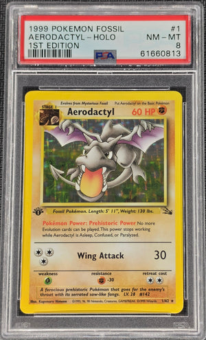PSA 8 Aerodactyl 1/62 - WOTC Fossil 1st Ed (0813)